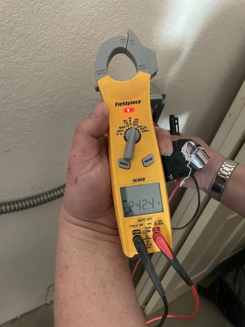 Voltage testing with clamp meter during Hot Tub / Pool Electrical Wiring in Camp Verde